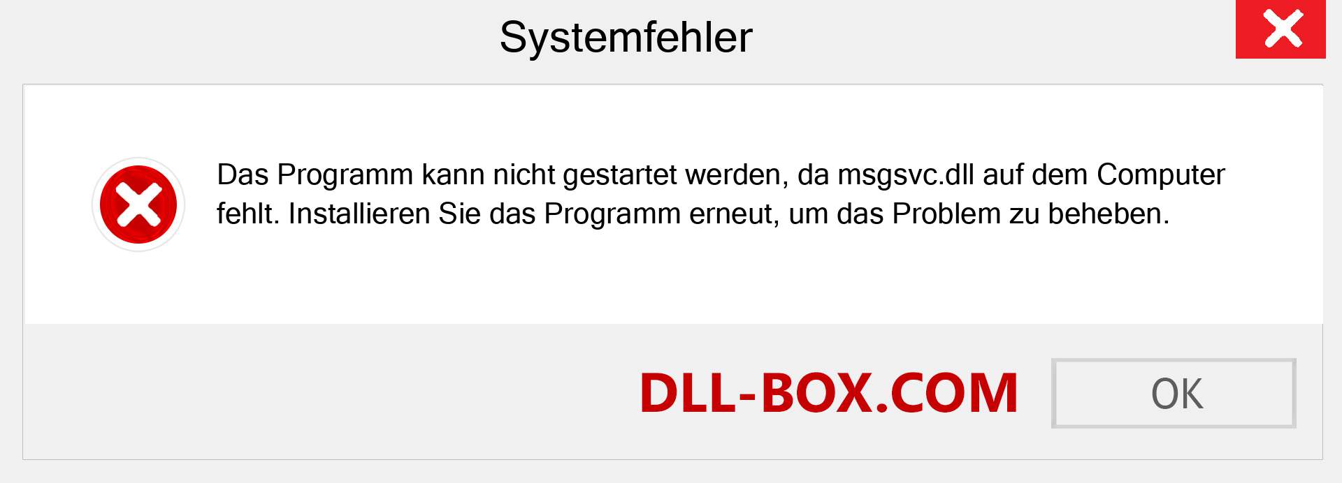 msgsvc.dll-Datei fehlt?. Download für Windows 7, 8, 10 - Fix msgsvc dll Missing Error unter Windows, Fotos, Bildern