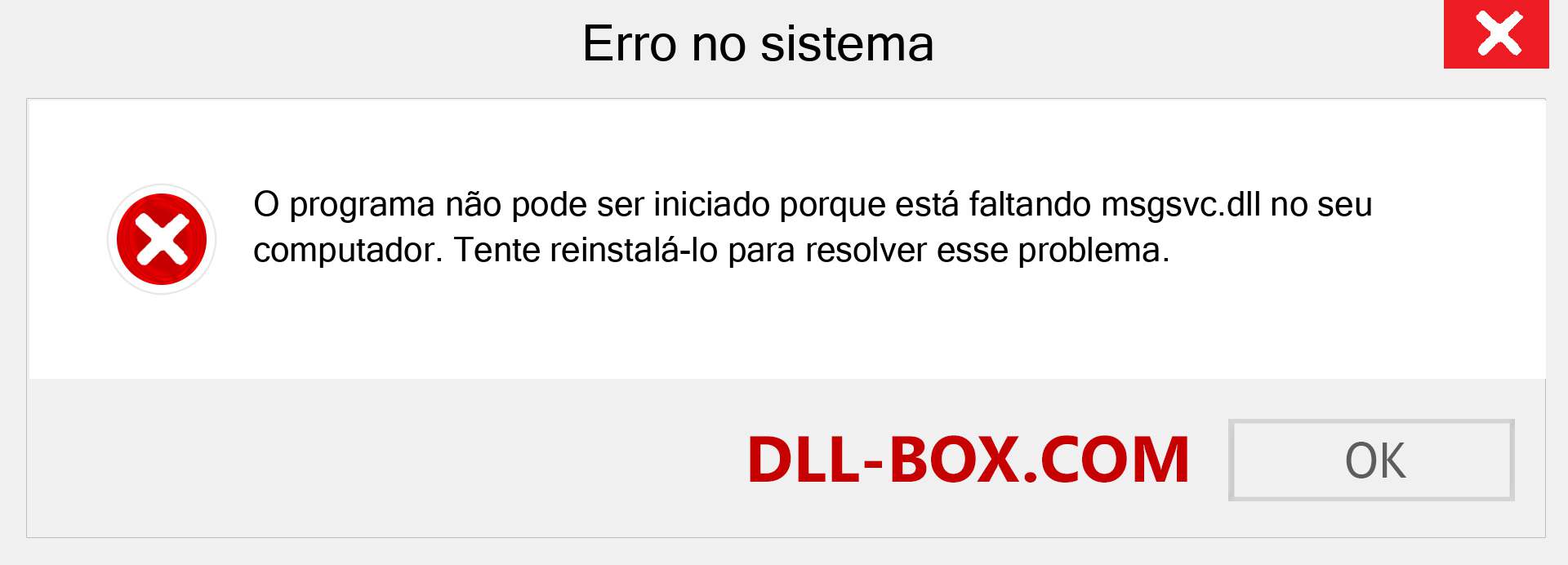 Arquivo msgsvc.dll ausente ?. Download para Windows 7, 8, 10 - Correção de erro ausente msgsvc dll no Windows, fotos, imagens